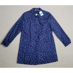Talbots Polka Dot Rain Jacket Navy White Medium